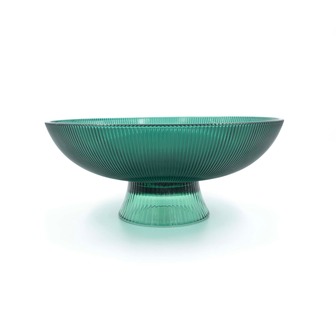 Green Ribbed Glass Bowl