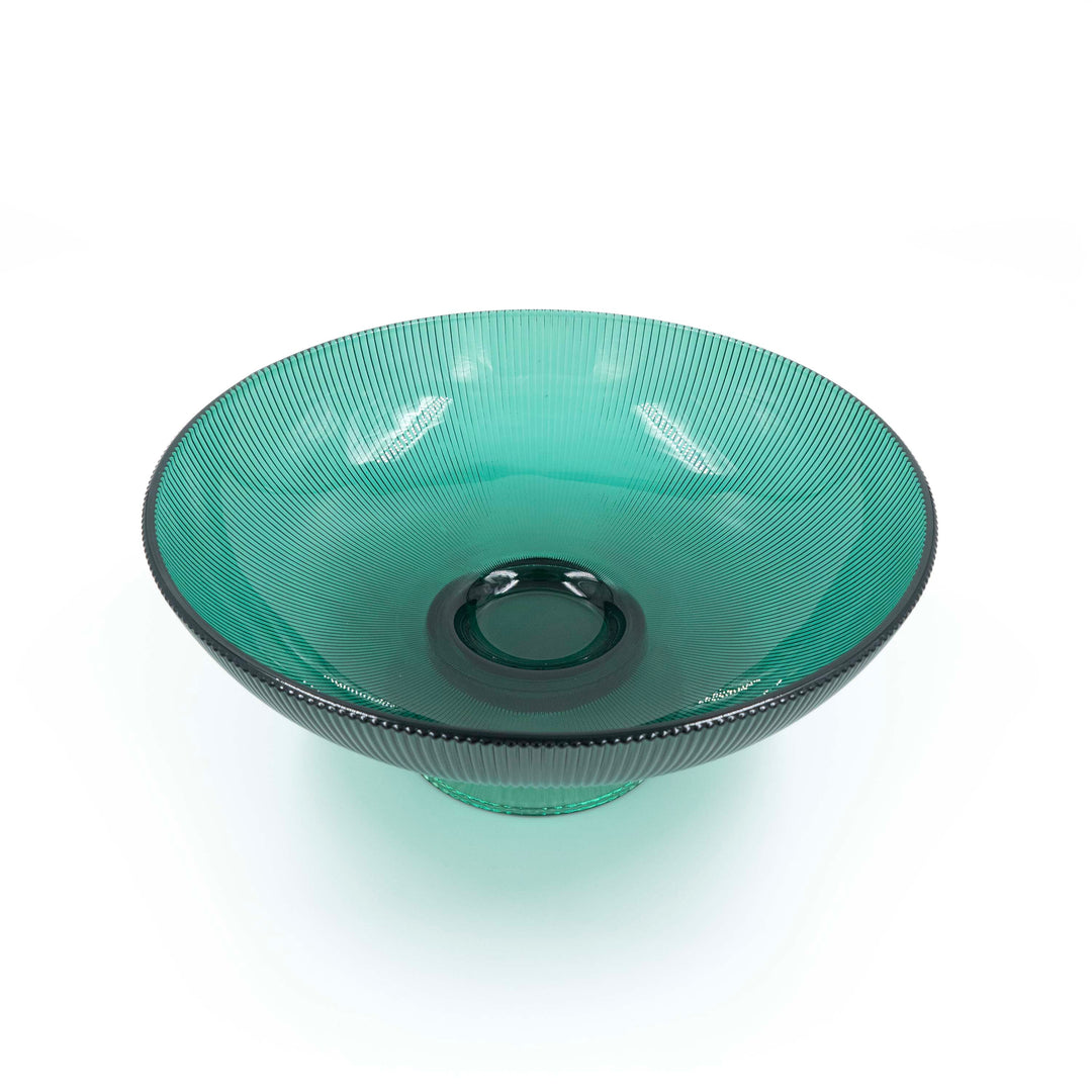 Green Ribbed Glass Bowl