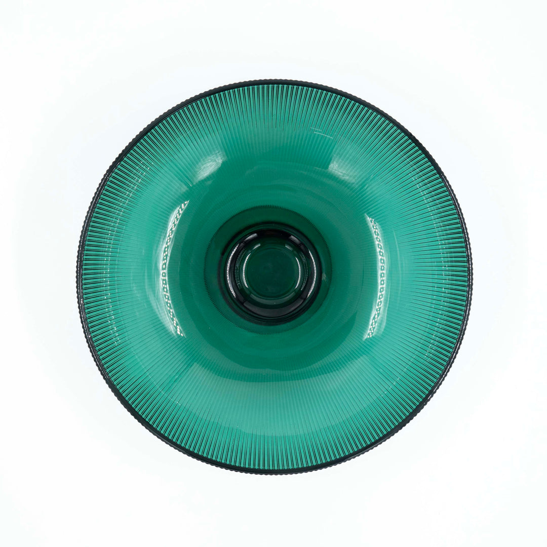 Green Ribbed Glass Bowl