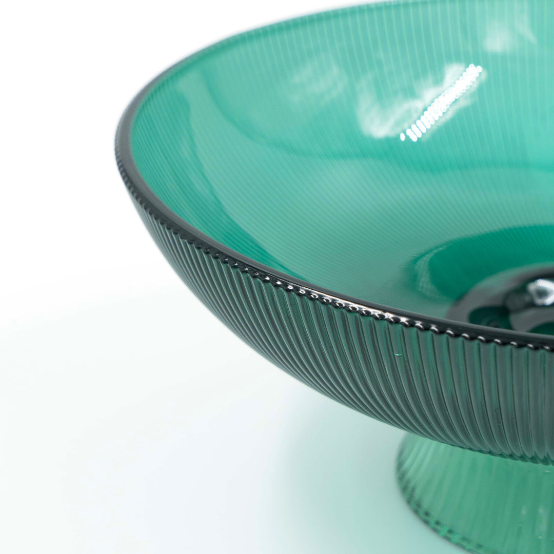 Green Ribbed Glass Bowl