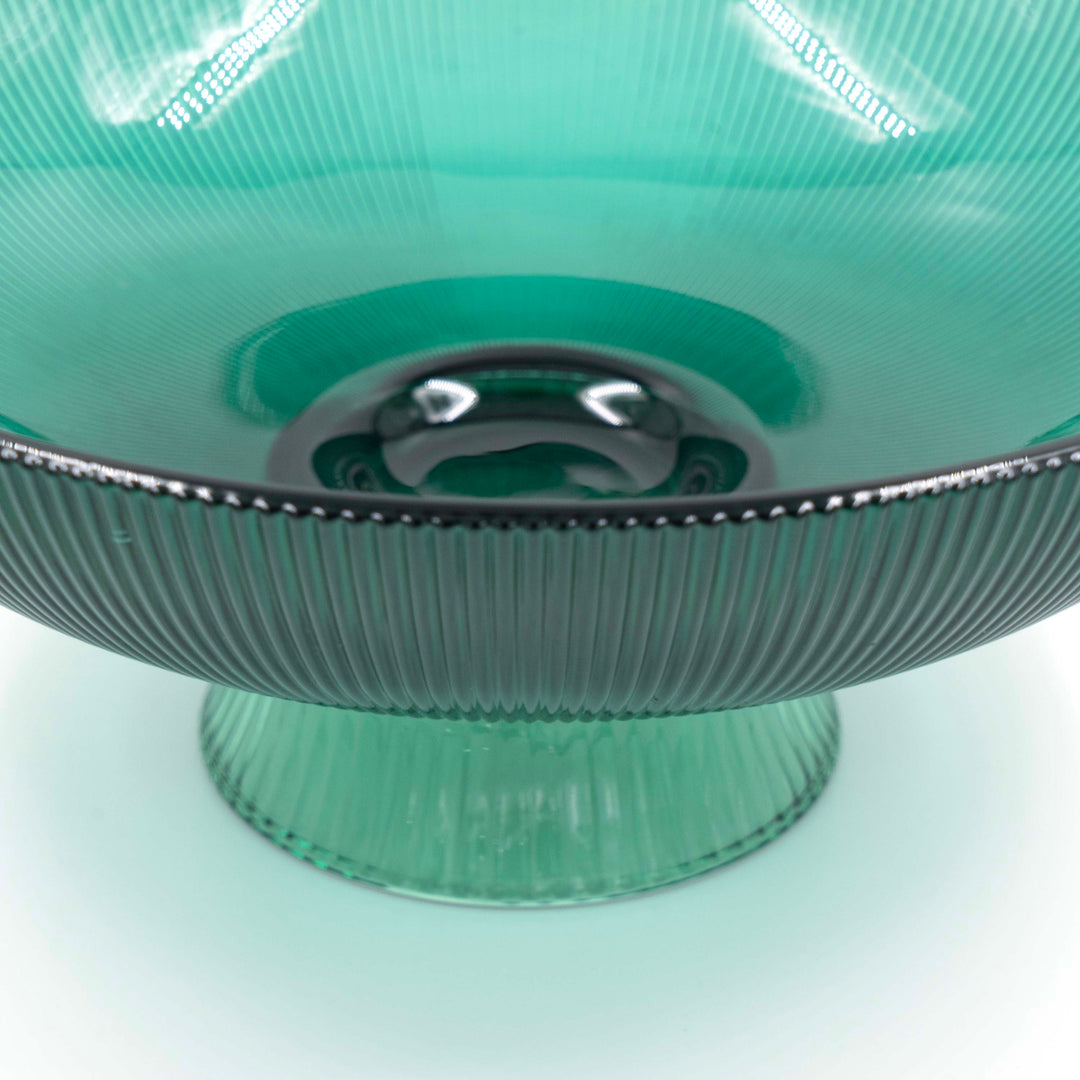 Green Ribbed Glass Bowl