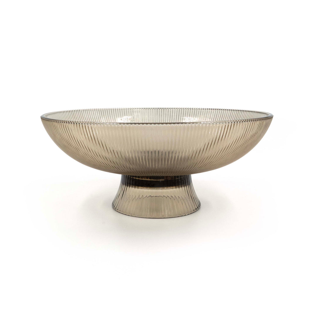 Brown Ribbed Glass Bowl