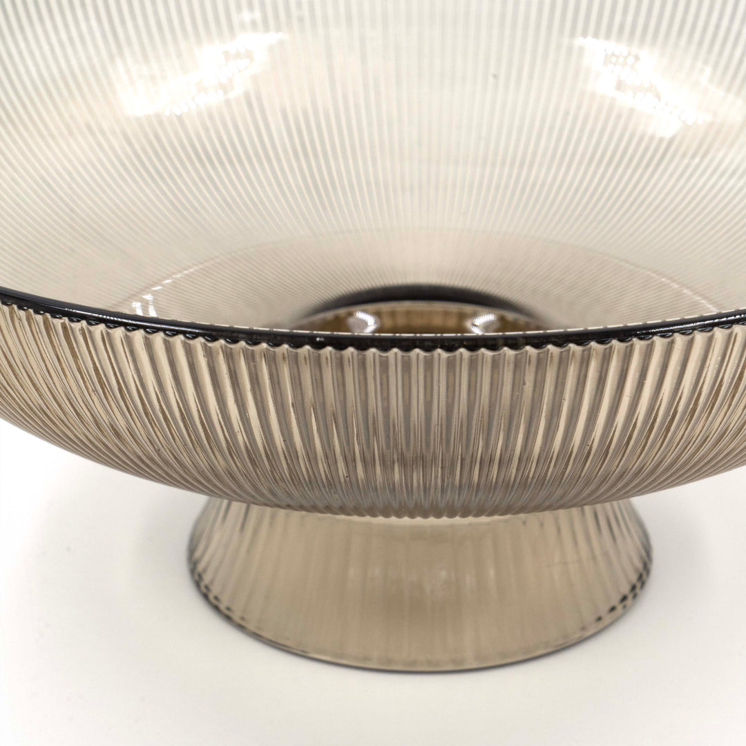 Brown Ribbed Glass Bowl