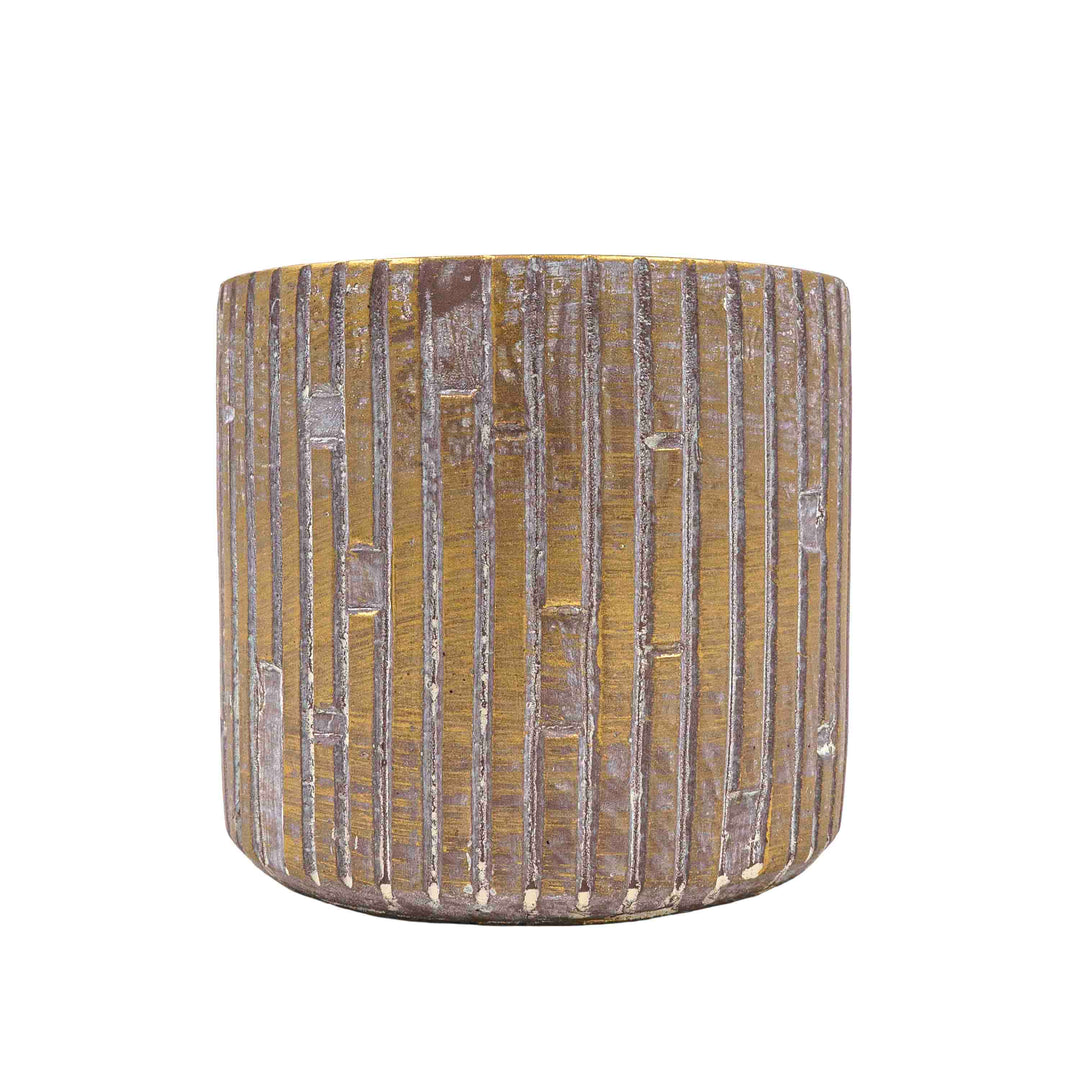 Hele Stiped Concrete Pot