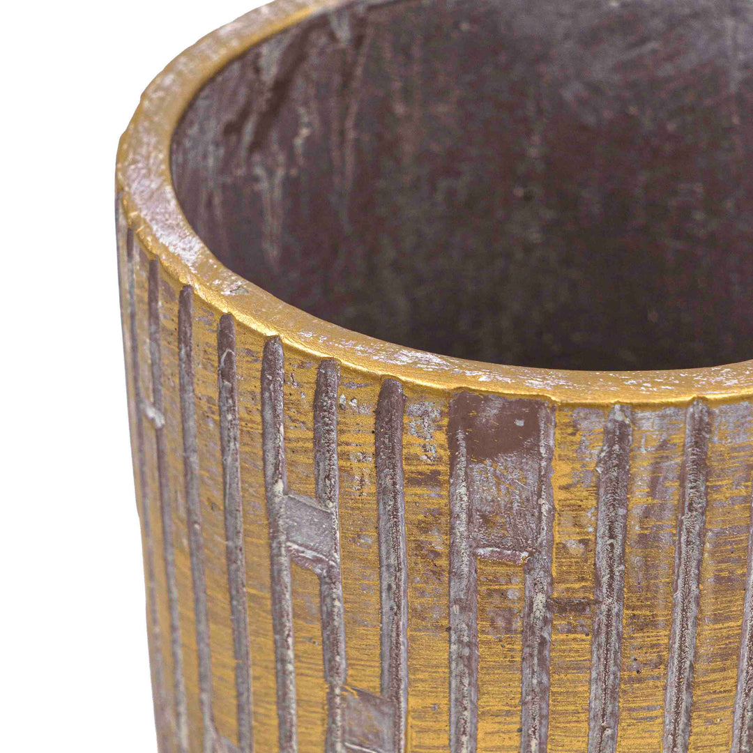Hele Stiped Concrete Pot