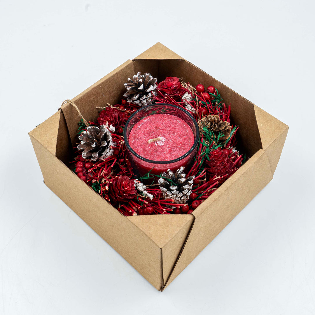 Wreath with Candle Red