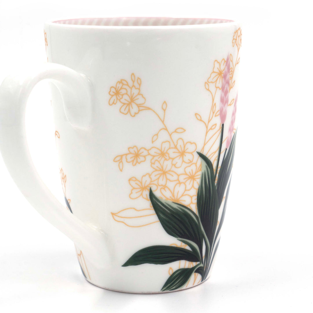 Vintage Garden Coffee Mug Pink Rim