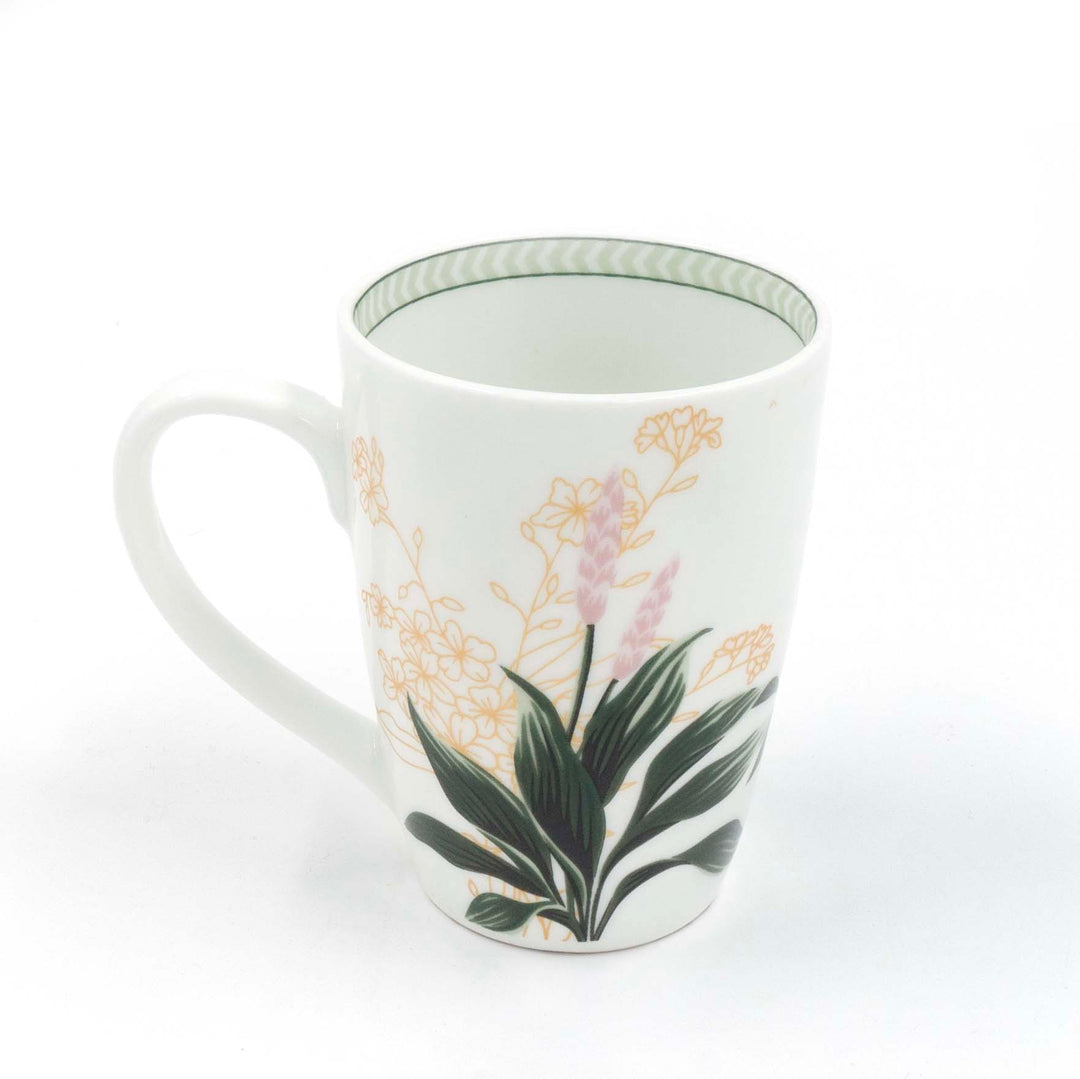 Vintage Garden Coffee Mug Green Rim