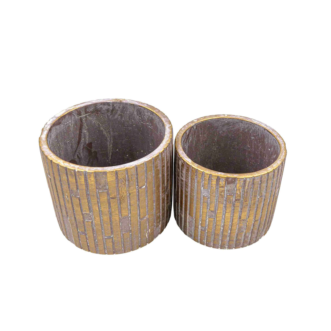 Hele Stiped Concrete Pot