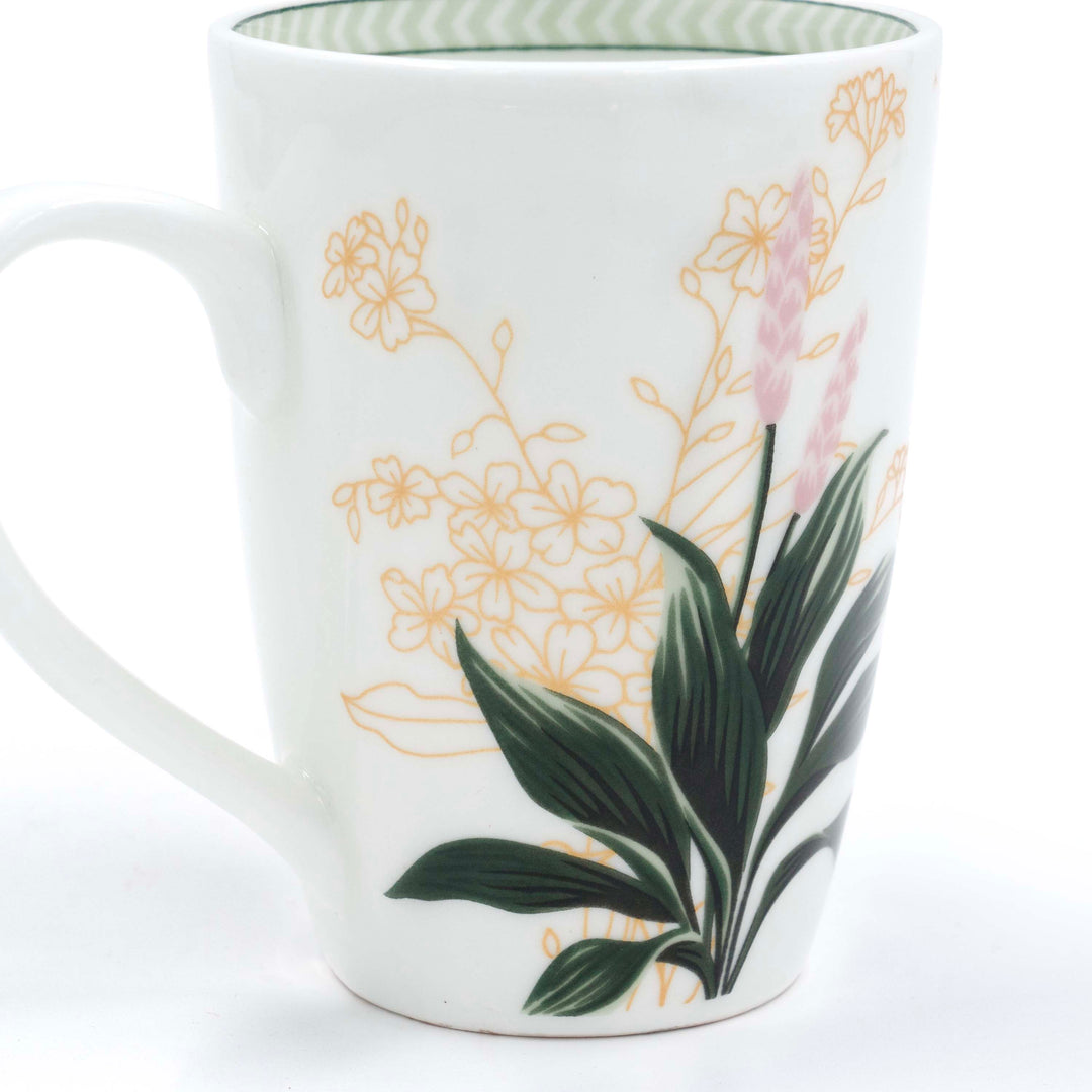 Vintage Garden Coffee Mug Green Rim