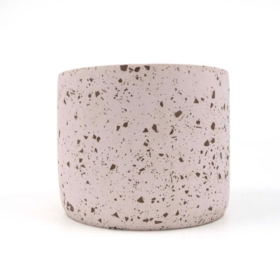 Brown Cylinder Terrazzo Planter