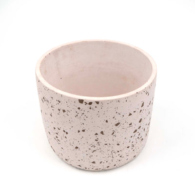 Brown Cylinder Terrazzo Planter