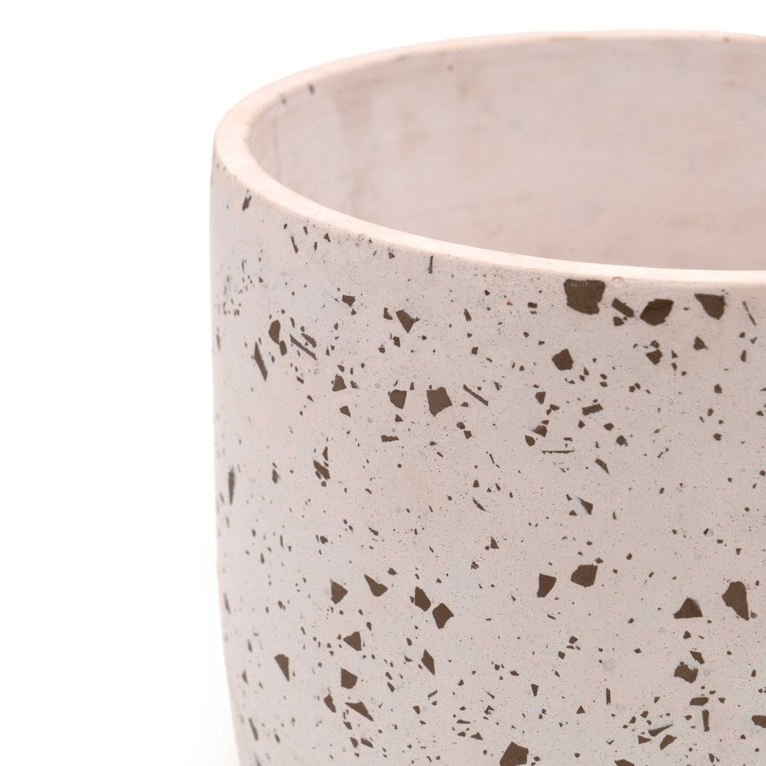 Brown Cylinder Terrazzo Planter