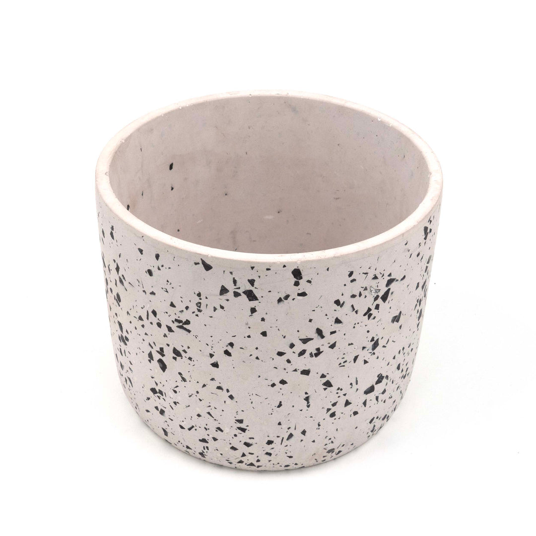 Black Cylinder Terrazzo Planter