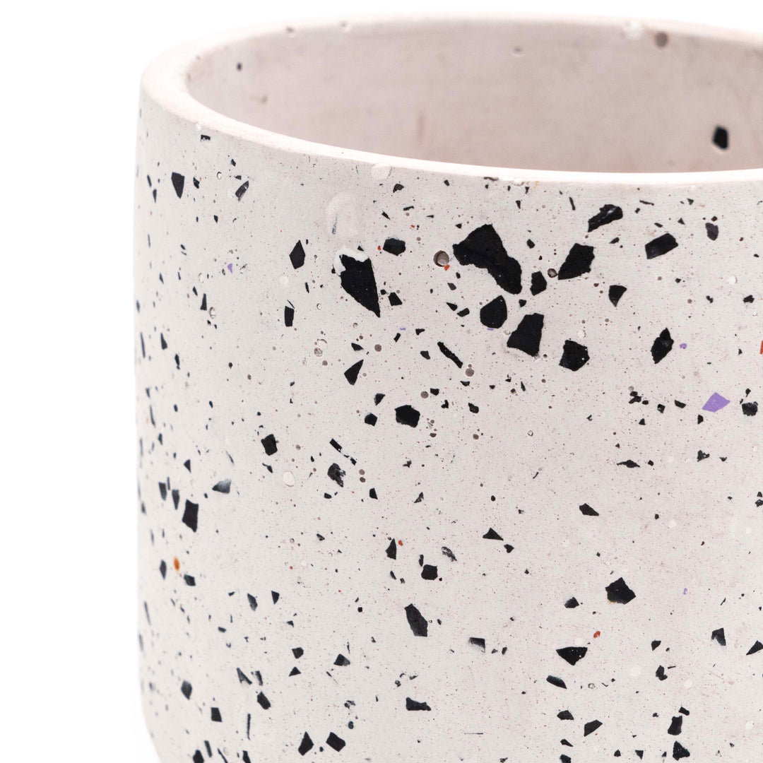 Black Cylinder Terrazzo Planter