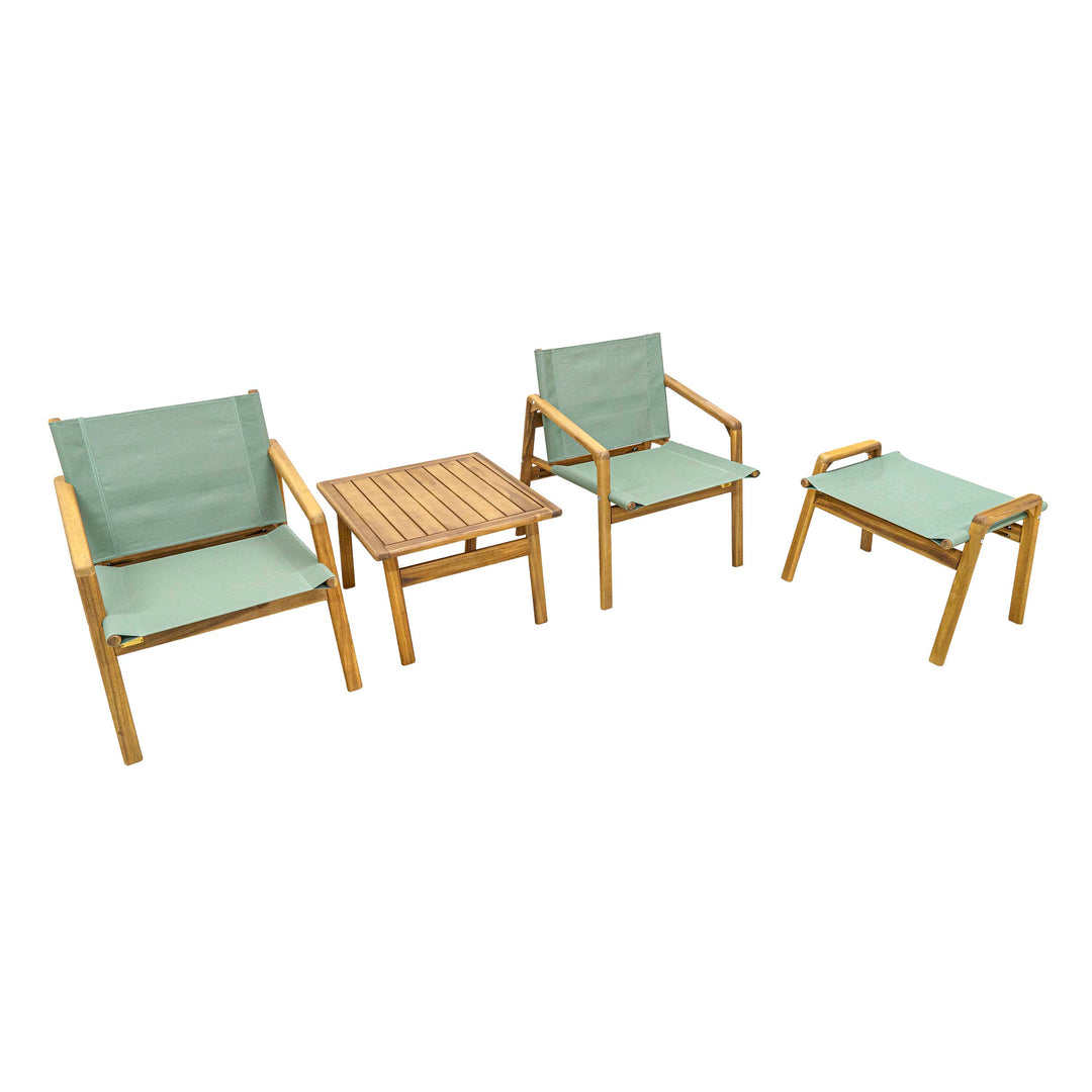 Clara Coffee Table With Footrest & Armchair - Set of 4