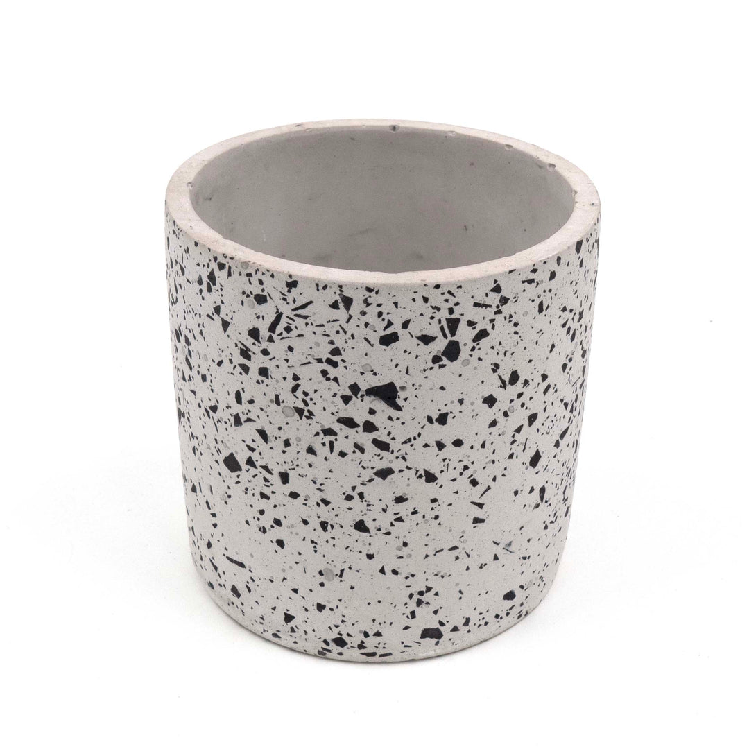 Black Cylinder Terrazzo Planter