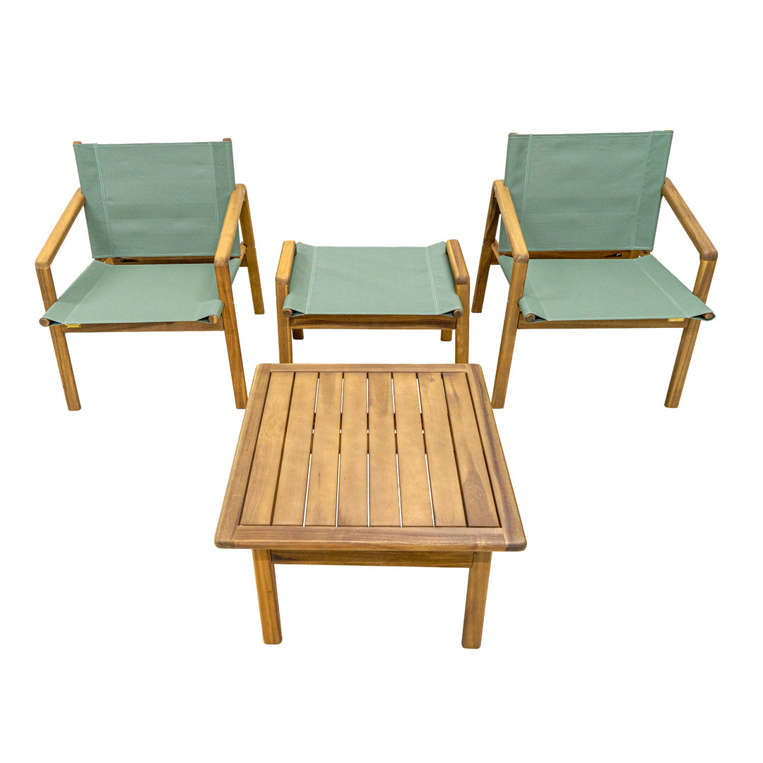 Clara Coffee Table With Footrest & Armchair - Set of 4