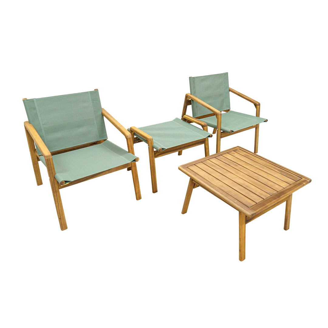 Clara Coffee Table With Footrest & Armchair - Set of 4