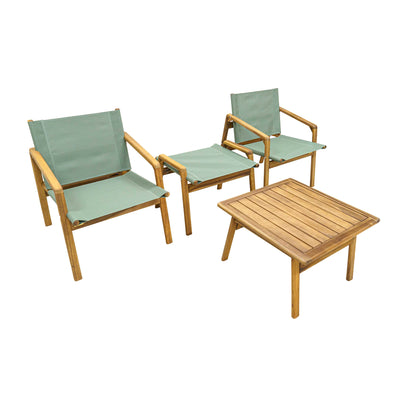 Clara Coffee Table With Footrest & Armchair - Set of 4