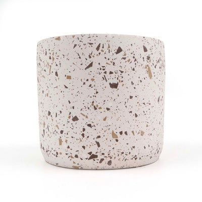 Brown Cylinder Terrazzo Planter