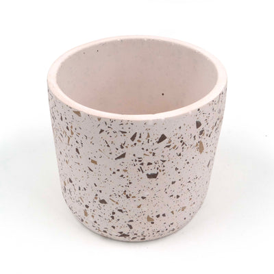 Brown Cylinder Terrazzo Planter