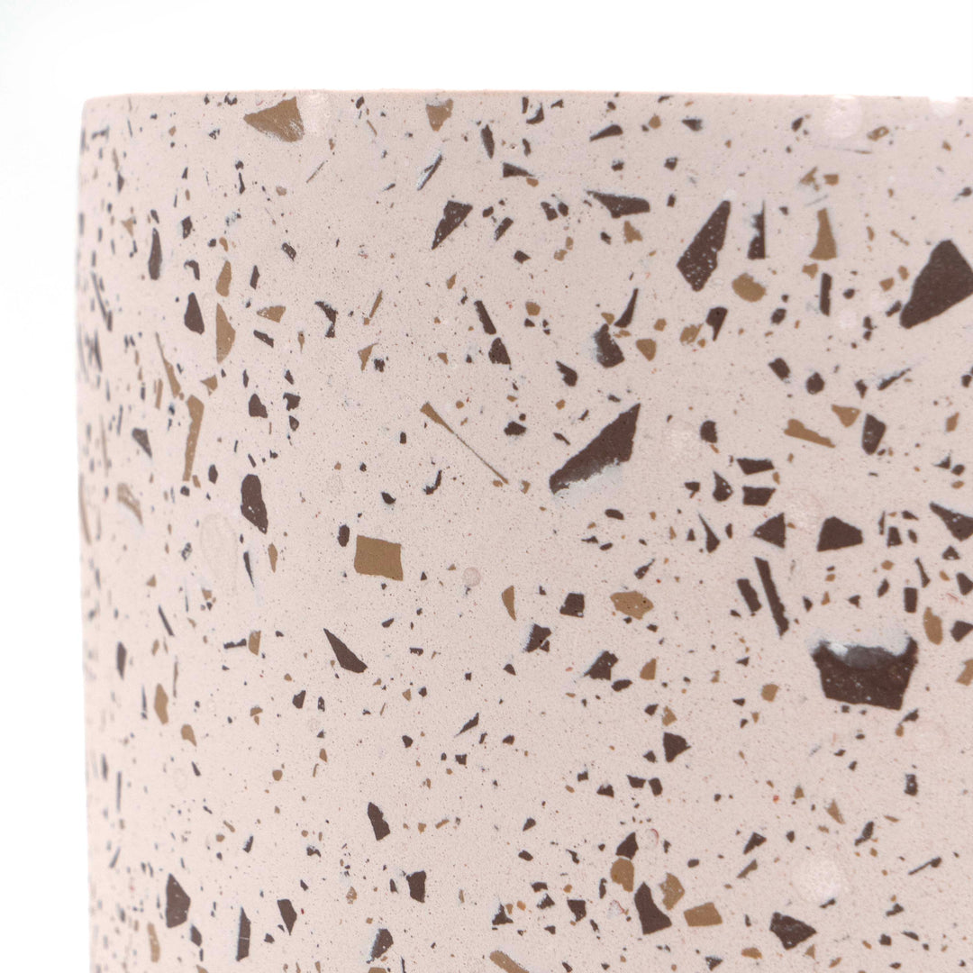 Brown Cylinder Terrazzo Planter