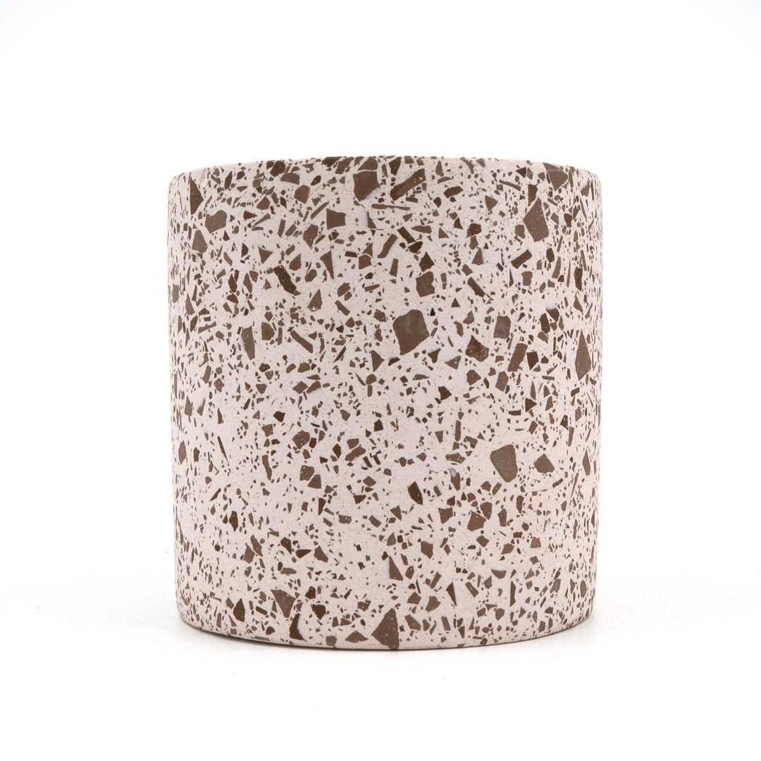 Brown Cylinder Terrazzo Planter