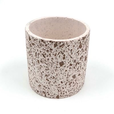 Brown Cylinder Terrazzo Planter