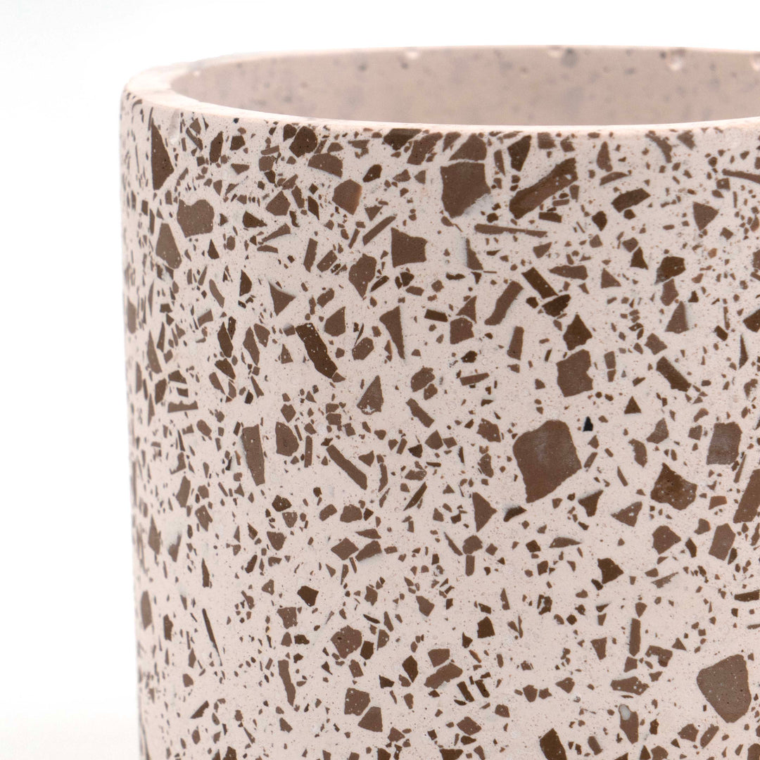 Brown Cylinder Terrazzo Planter