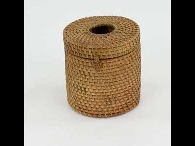 Rattan Round Tissue Box