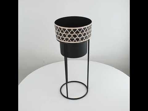 Black Planter with cane weave