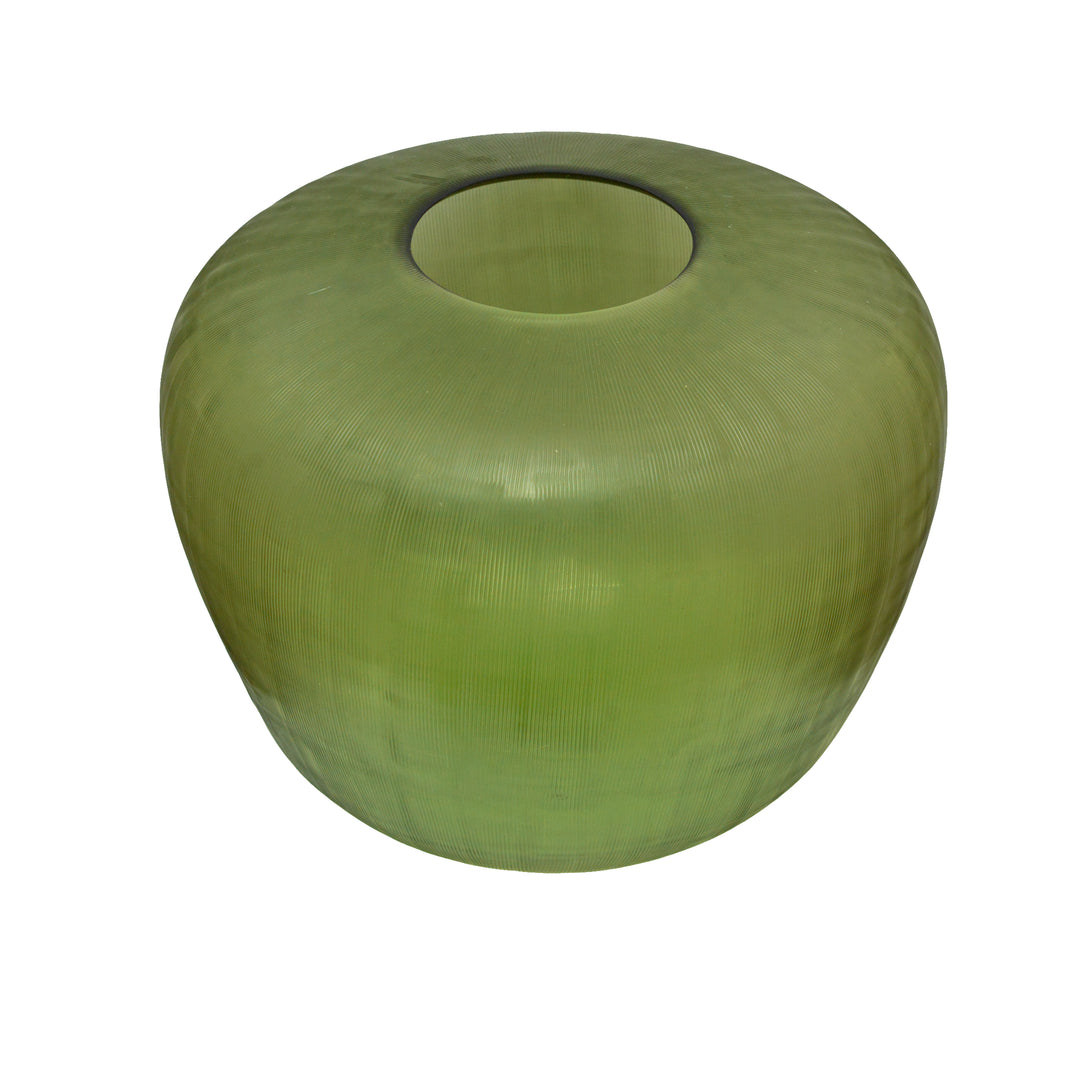Plump Glass Flower Vase - Green