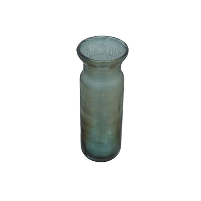 Flower Vase Glass indigo with Horizontal Texture