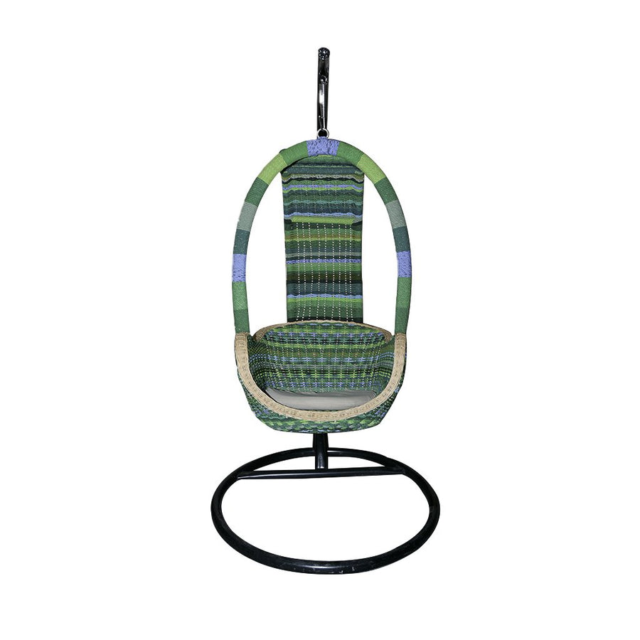 Swing Cane Chair With Rope- Green