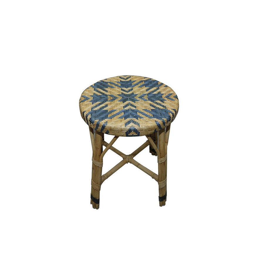 Cane High Stool- Blue and yellow