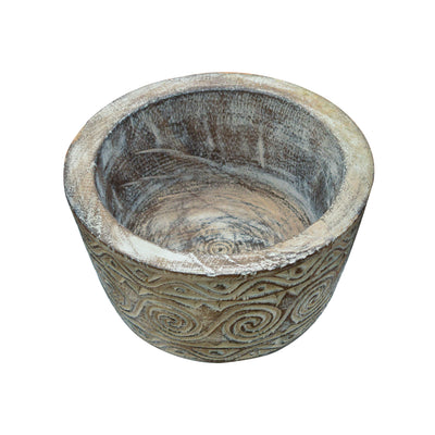 Etched Wooden Bowl with Lid