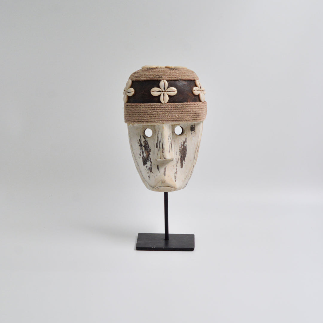 Wooden Shell Mask on Stand Big
