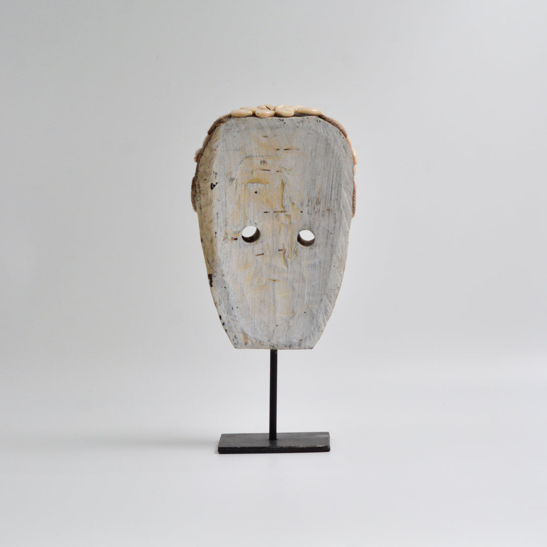 Wooden Shell Mask on Stand Big