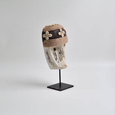 Wooden Shell Mask on Stand Big