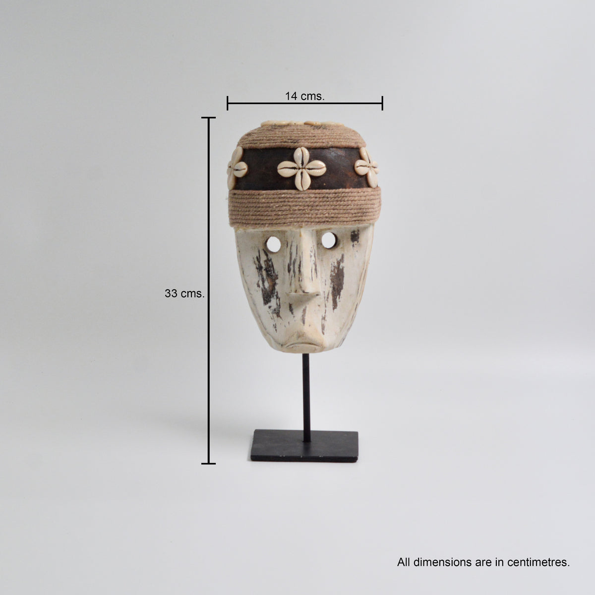 Wooden Shell Mask on Stand Big