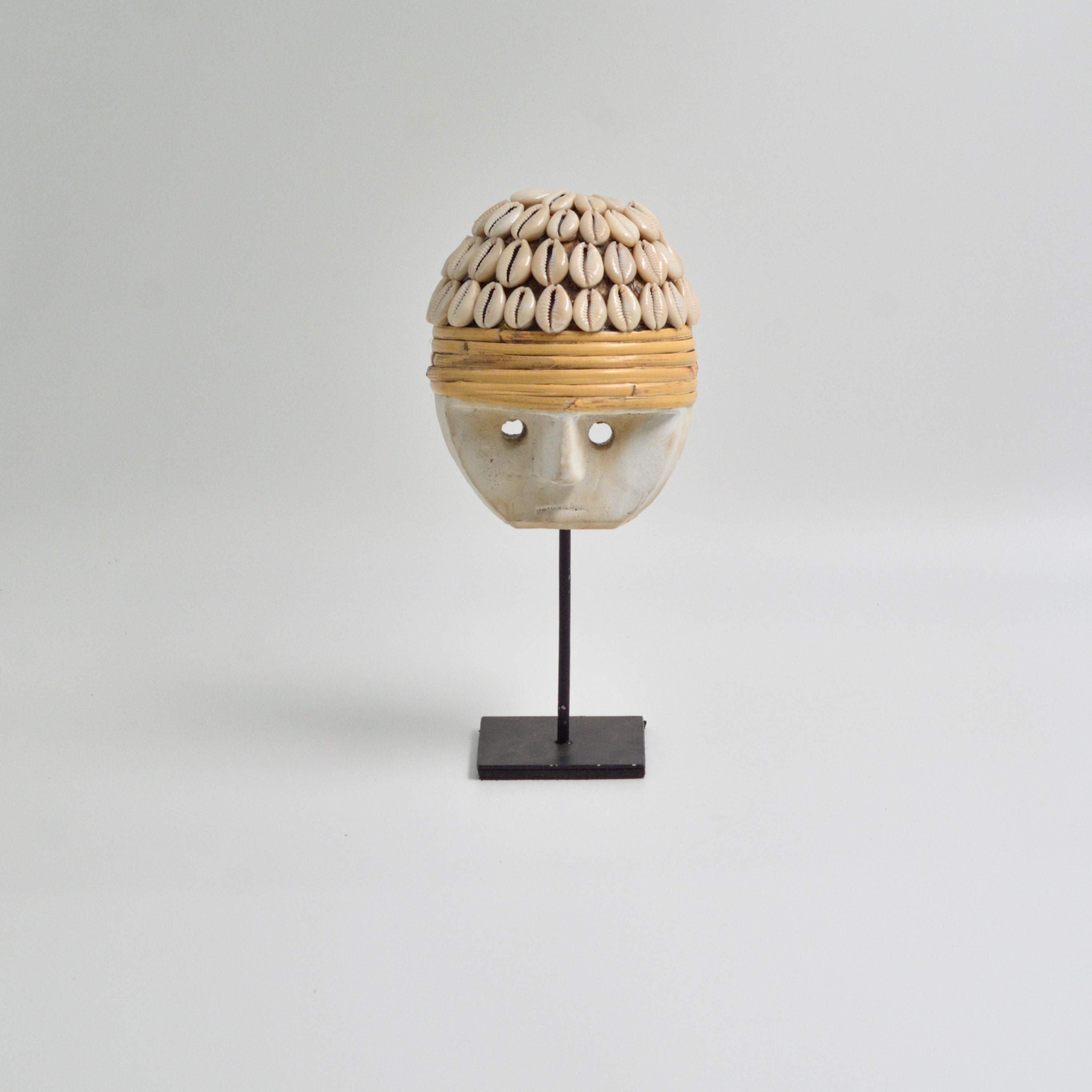 Wooden Shell Mask on Stand - Small