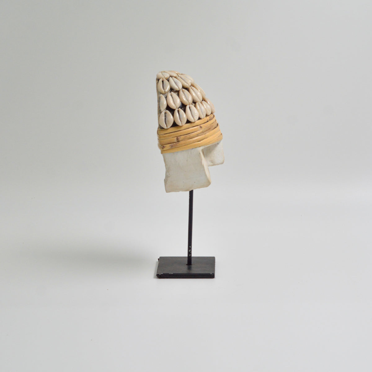 Wooden Shell Mask on Stand - Small