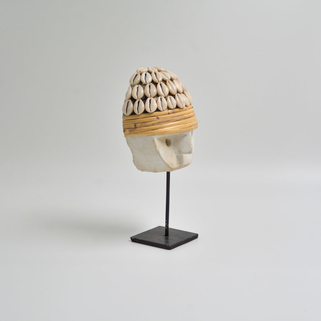 Wooden Shell Mask on Stand - Small