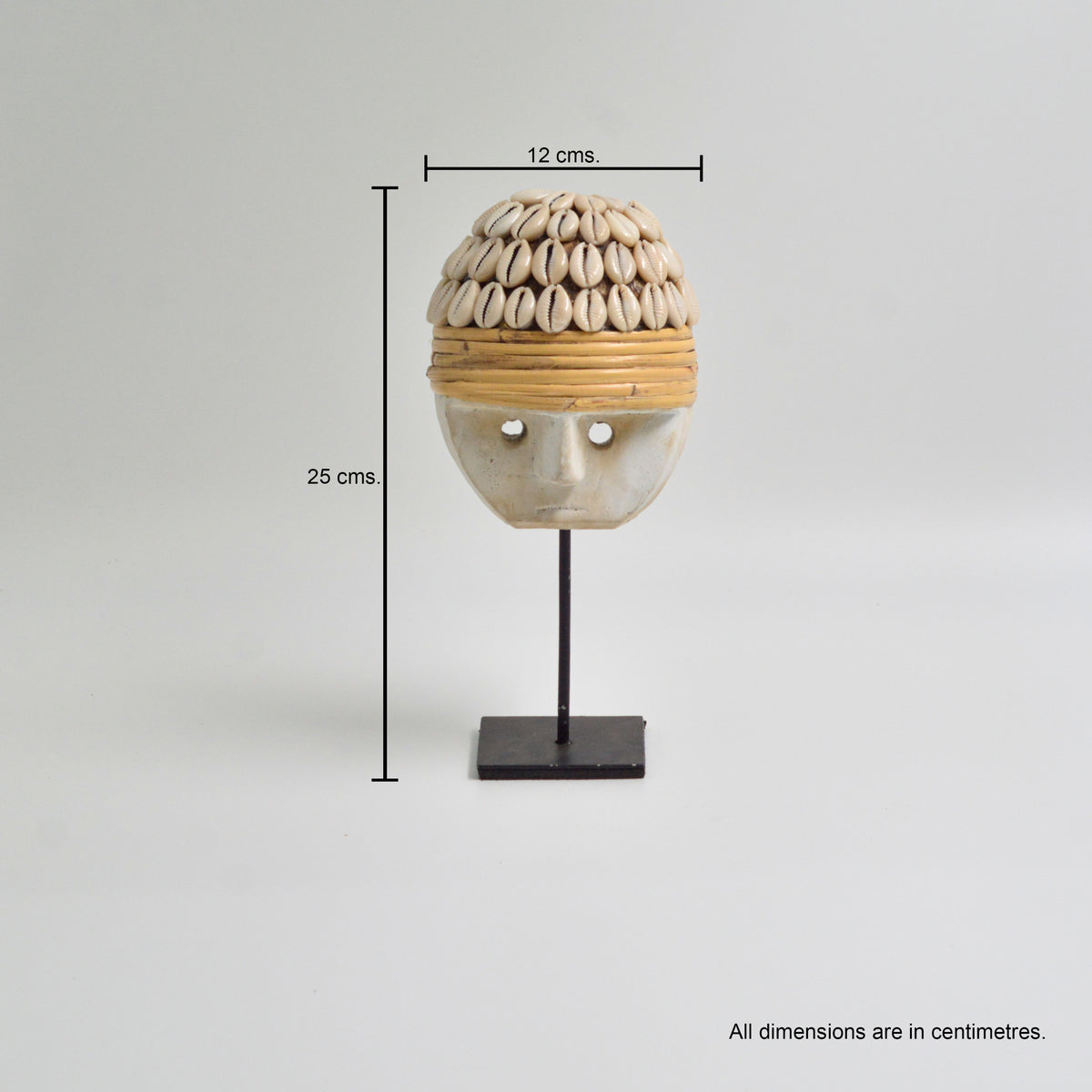 Wooden Shell Mask on Stand - Small