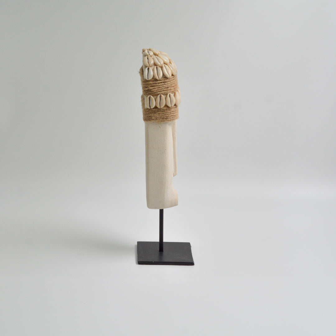 Wood Shell Long Face Mask on Stand Big