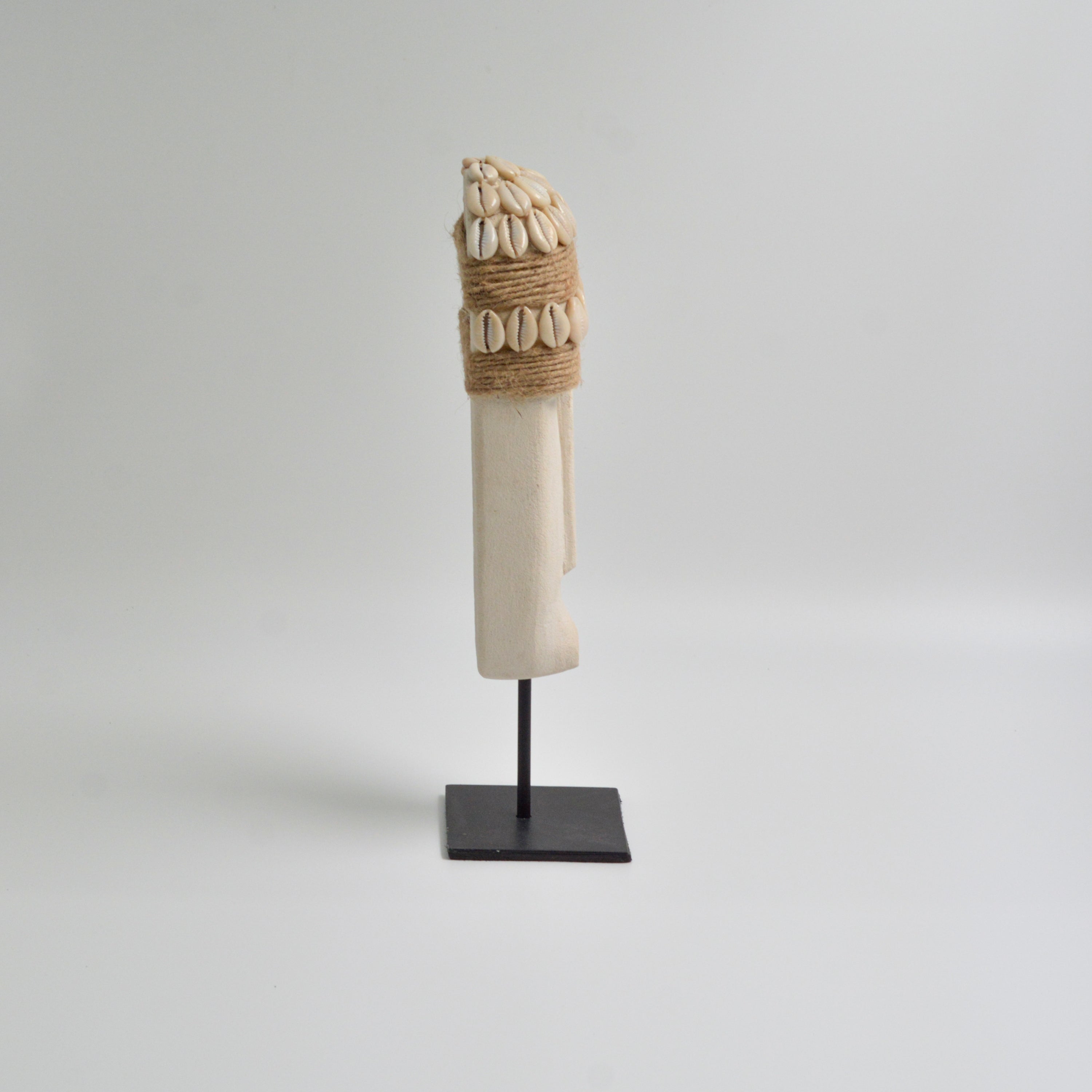 Wood Shell Long Face Mask on Stand Big