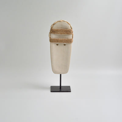 Wood Shell Long Face Mask on Stand Big
