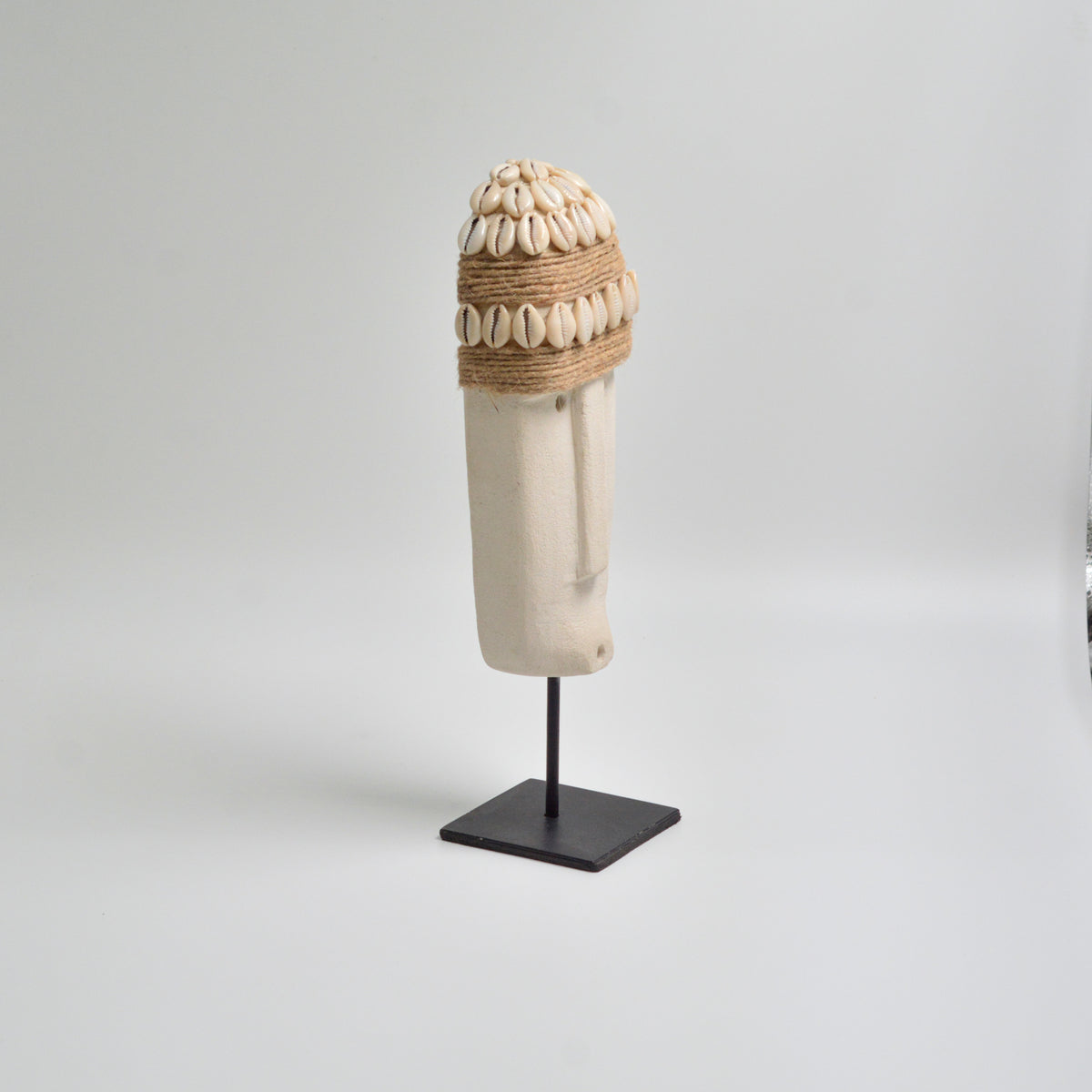 Wood Shell Long Face Mask on Stand Big