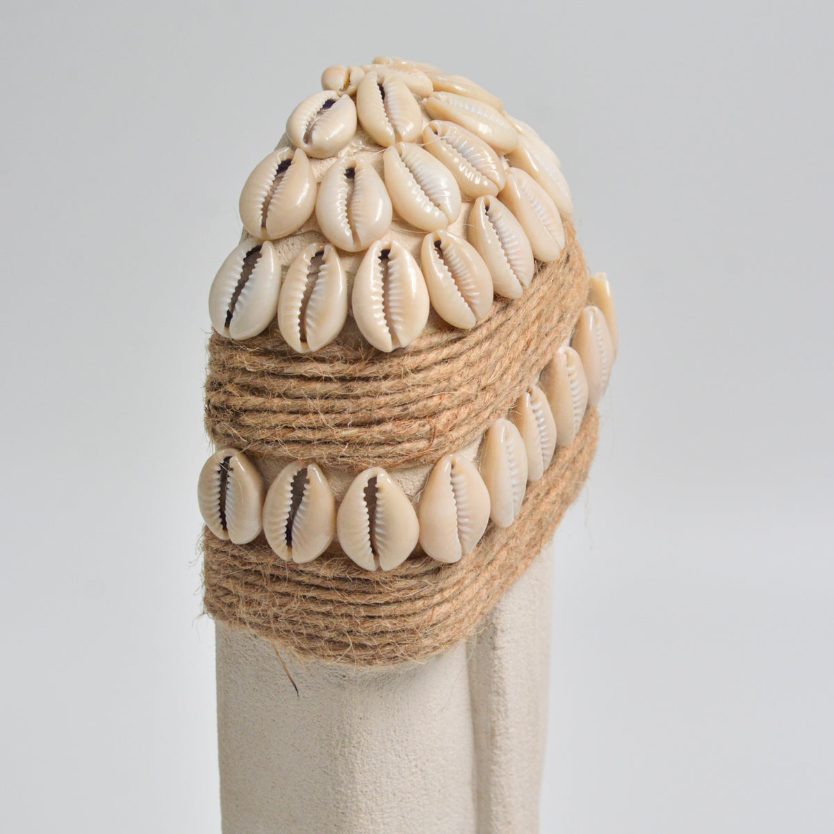 Wood Shell Long Face Mask on Stand Big